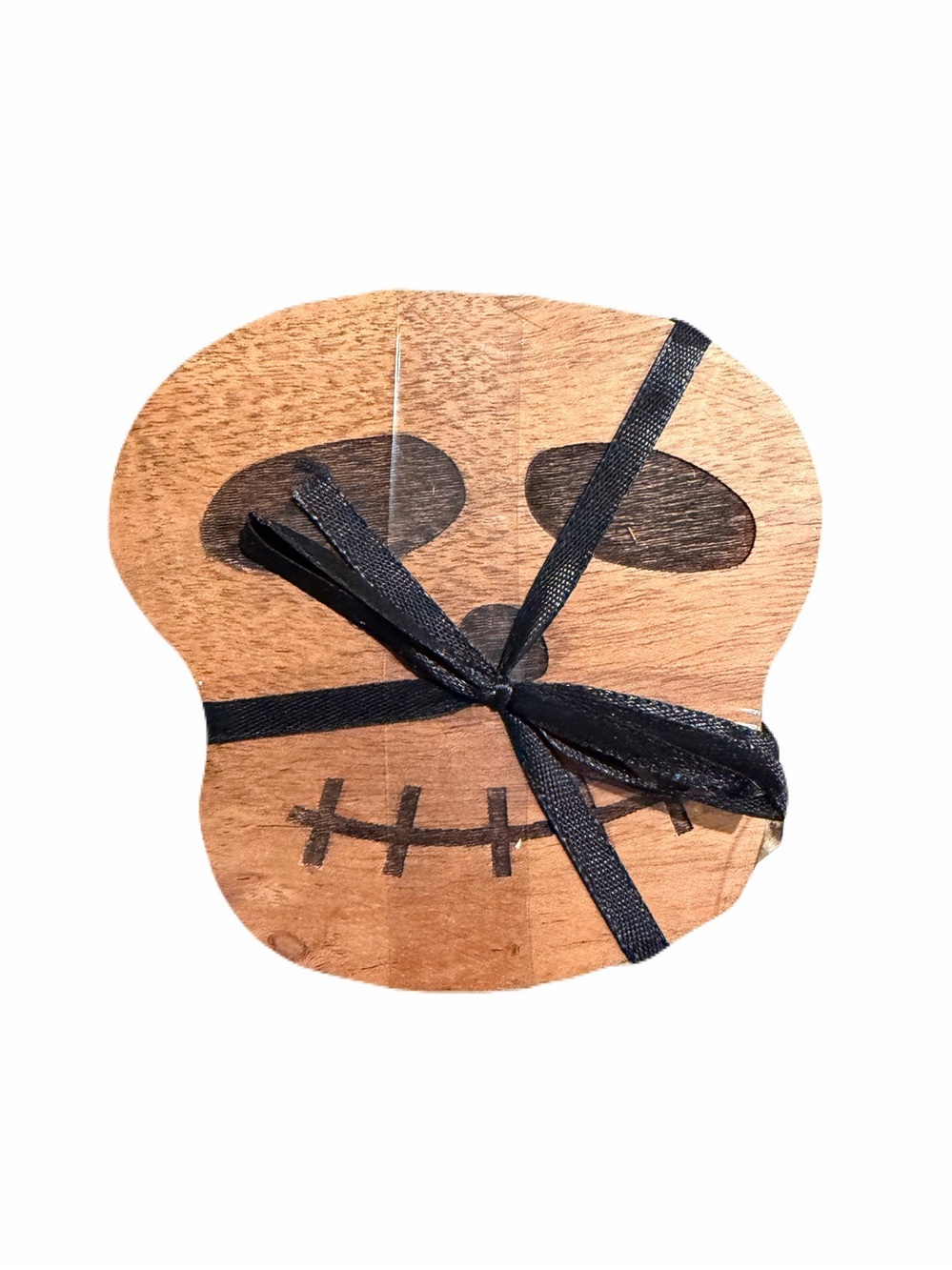 JACK O LANTERN NWT 4pc acacia wood smiling skull coaster set
